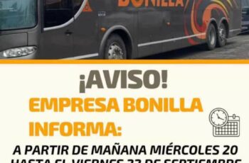 Ómnibus Bonilla, nuevos horarios por esta semana